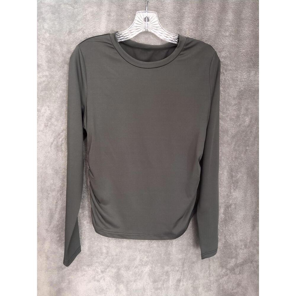 Grey Stretchy Top Womens XL Ruched Casual Minimalist Neutral (May Run small)‎